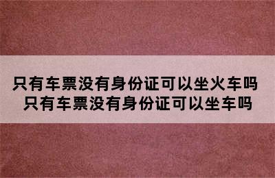 只有车票没有身份证可以坐火车吗 只有车票没有身份证可以坐车吗